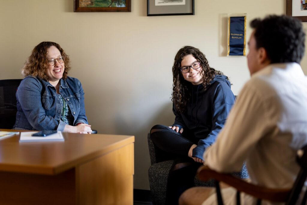 Students meet in the Office of Scholar Programs at the Danforth University Center